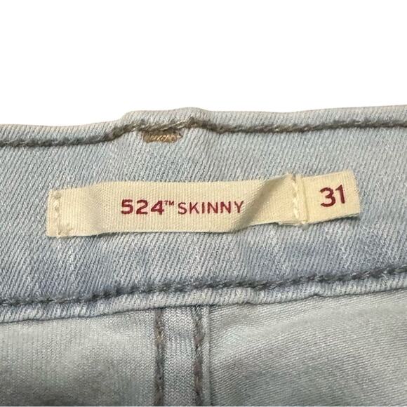 Levi's 524 Skinny Light Wash Distressed Raw Hem Low Rise Skinny Jeans Women's 31 - Picture 3 of 10